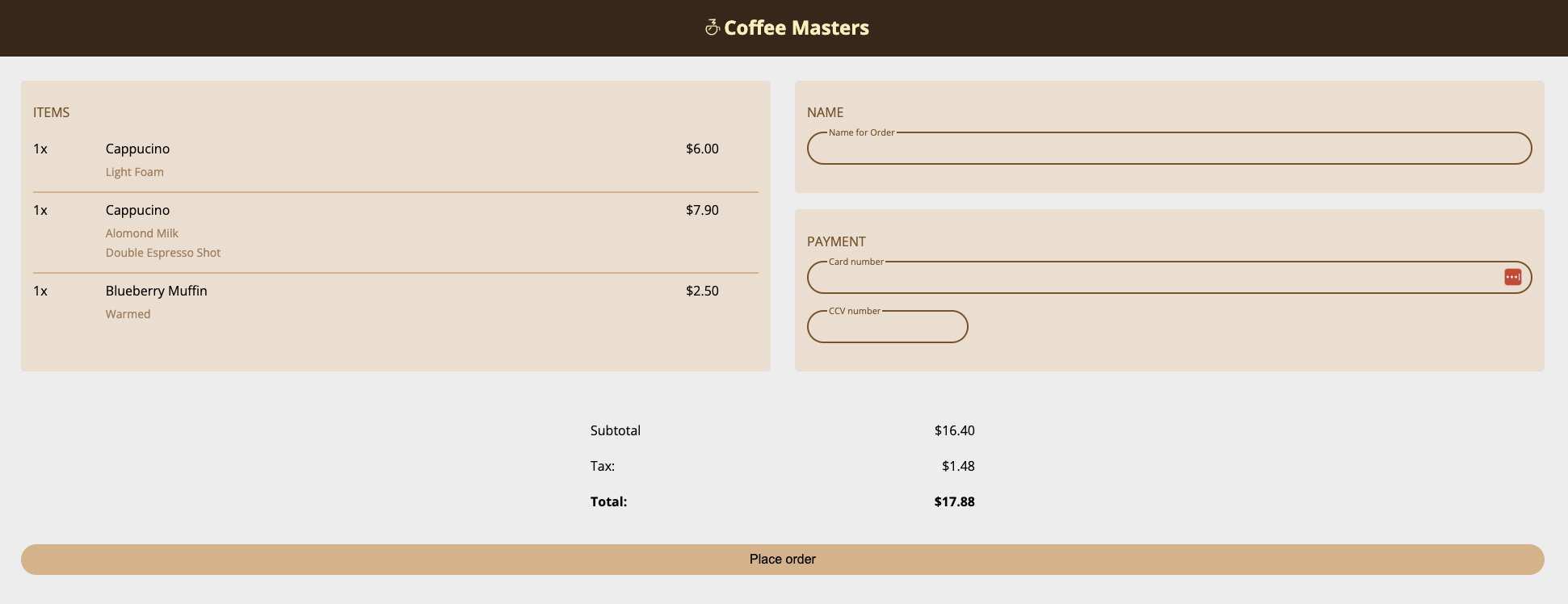 Coffee Shop Landing Page